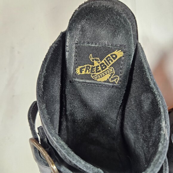 Freebird by Steven Caprice Blue Sandals Heels Women's Size 5 Leather Boho - Picture 6 of 9